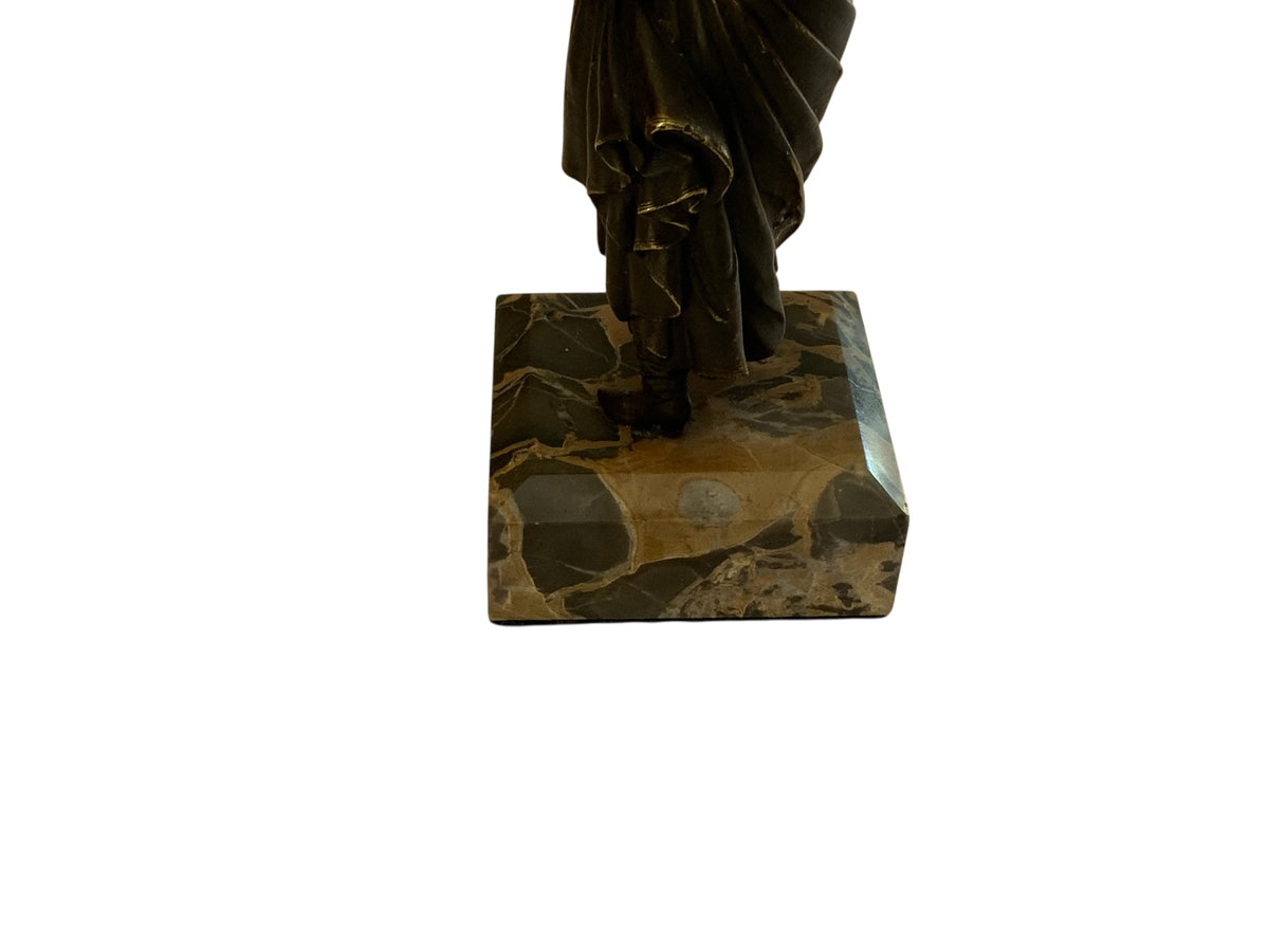 Art Deco Victorian Style Stage Girl Dancer Bronze Figurine Marble Base