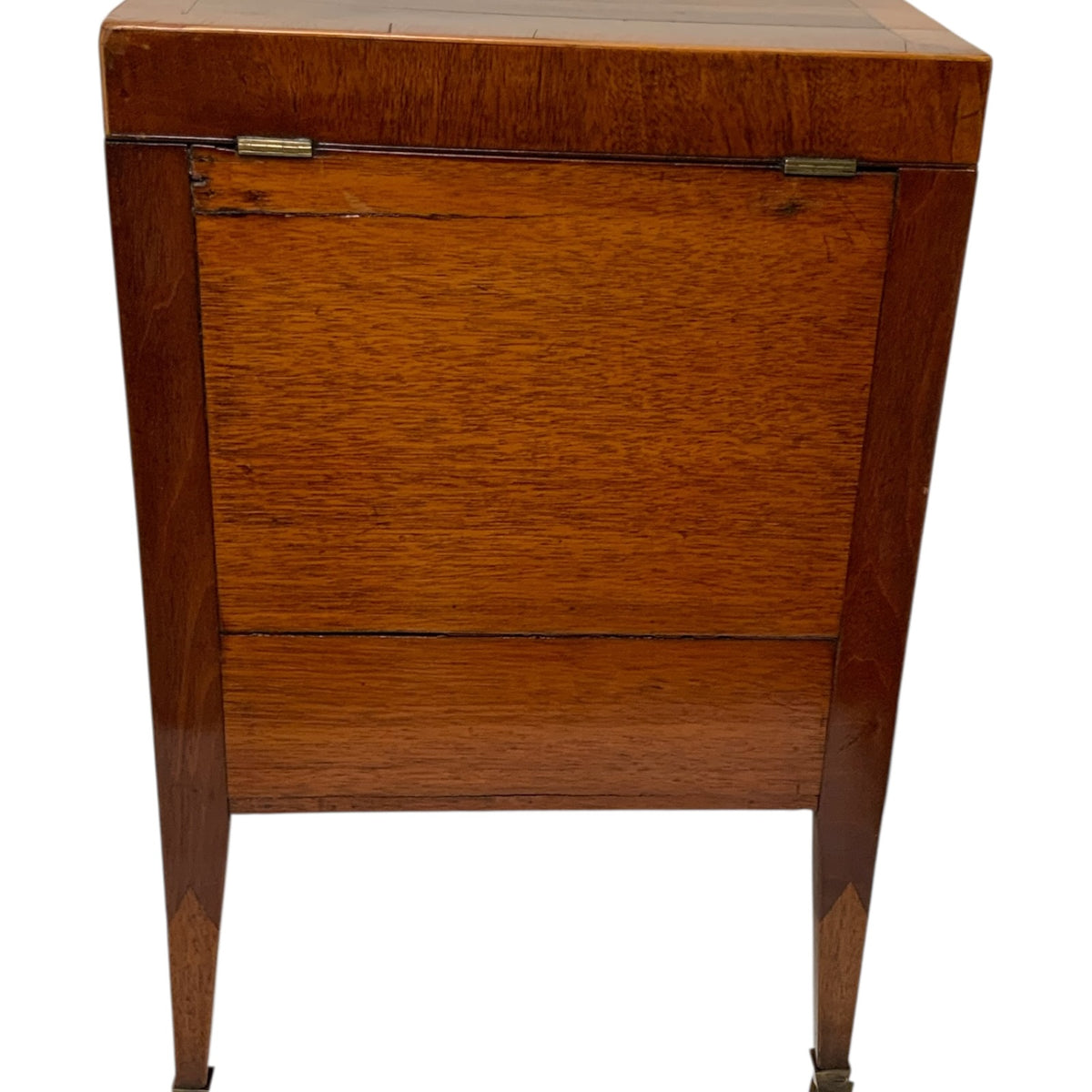 George III/Regency/Federal Inlaid Flame Mahogany Square Cellarette on Stand Circa 1795–1810
