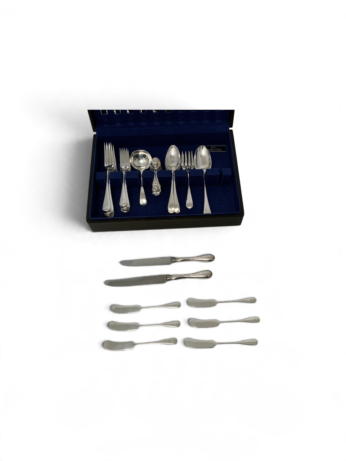 Birks Old English Sterling Silver 52 Piece Monogrammed Flatware Service with Fitted Chest Canada c. 1920s-1950s