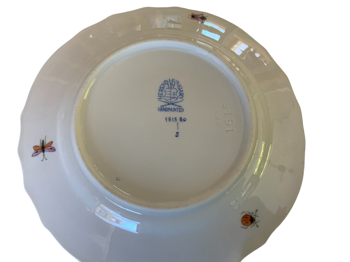 Herend Rothschild Bird Complete Set of 12 6" Bread Butter Porcelain Plates 1515/RO Made in Hungary