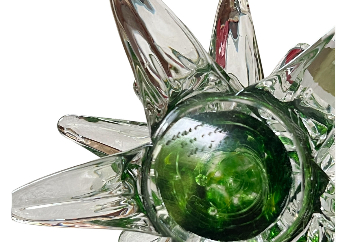Vintage Signed 10" FM Ronneby Sweden Art Glass Christmas Tree Marcolin Green Murano Made in Sweden 1961-1988 Signed