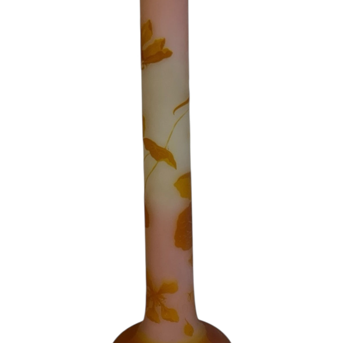 Monumental Émile Gallé (1846–1904) Art Nouveau Cameo Glass Nasturtium (Capucines) Banjo Vase c1900s