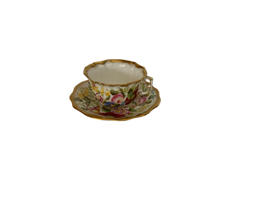 Vintage Hammersley "Queen Anne" Bone China Flat Cup & Saucer Made in England 1940s-1950s