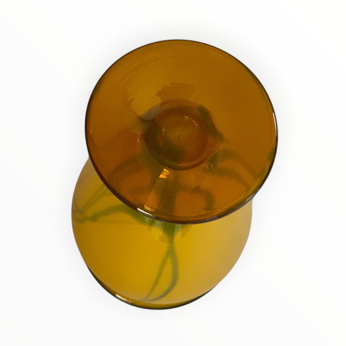 Rick Strini Signed 2004 Hand-Blown Art Glass Vase 11.25" Yellow, Amber & Green Botanical Design USA