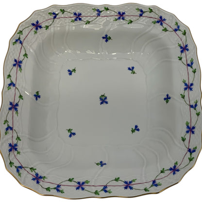 Vintage Herend Blue Garland PBG Large Square Fruit Serving Bowl Model 1181 Hungary c. 1980s
