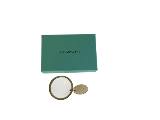 Vintage Tiffany & Co. Sterling Silver Oval Tag Key Ring UK Import Hallmark with Box Engraved A.J. 2000