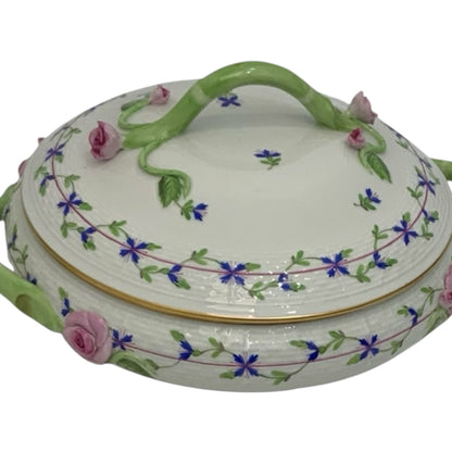 Vintage Herend Hungary Blue Garland PBG Round Covered Vegetable Dish Form 86 c. 1980s