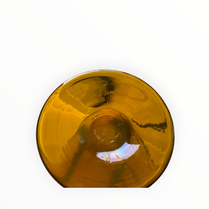 Rick Strini Signed 2004 Hand-Blown Art Glass Vase 11.25" Yellow, Amber & Green Botanical Design USA