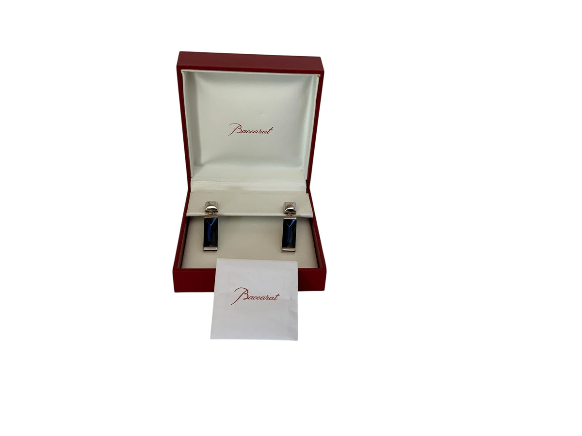 Baccarat So Insomnight Blue Mordoré Earrings .925 Silver Made in France c. 2010s