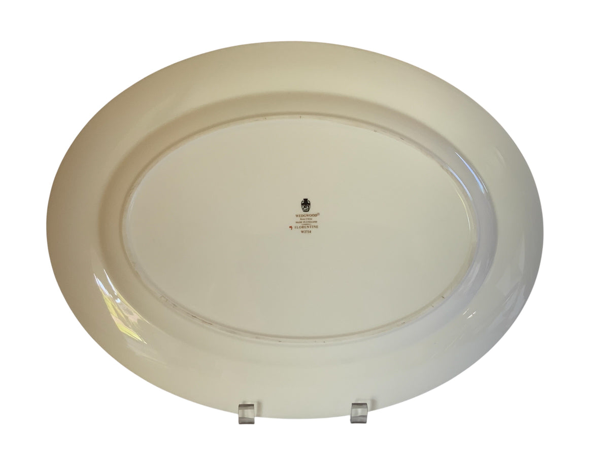 Vintage Wedgwood Florentine Turquoise 15.5” Oval Serving Platter W2714 Fruit Center England 1970s-1980s