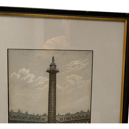 Antique 1840s Chamouin Paris Engraving Place Vendome Daguerreotype Provenance Custom Framed by J. Pocker & Son, NYC