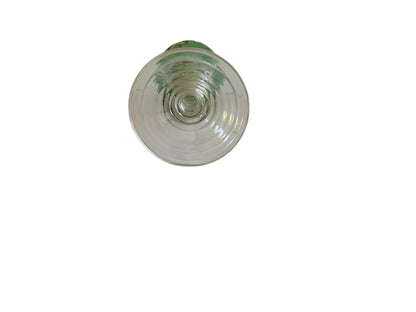 Vintage German Theresienthal Crystal Römer Glass 7.5" Green Cut to Clear Etched Grapes Spun Rib Foot 1950s-1970s