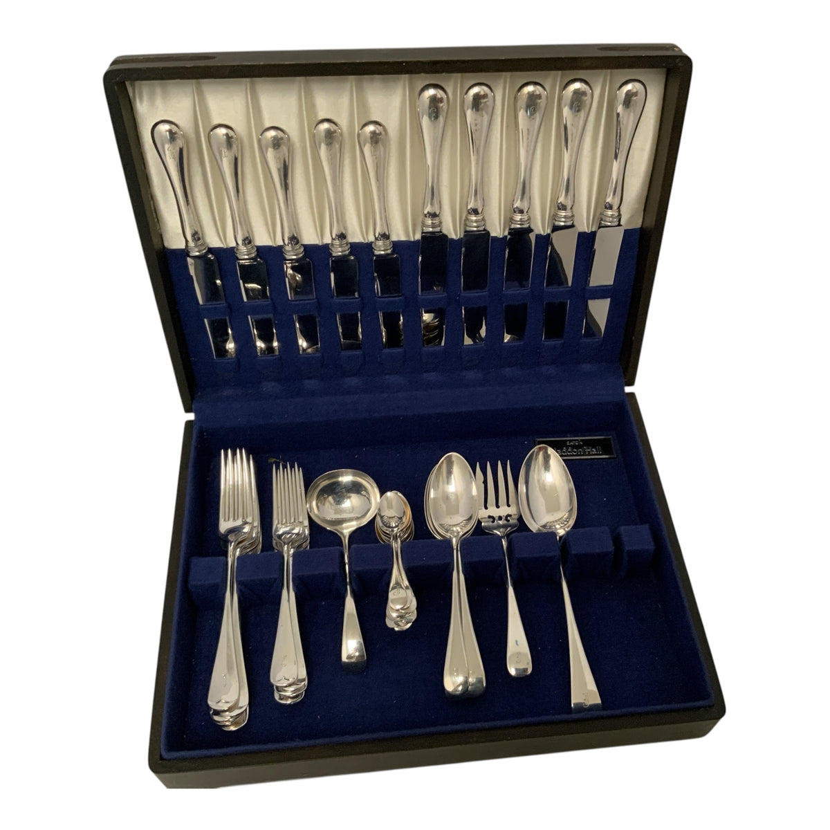 Birks Old English Sterling Silver 52 Piece Monogrammed Flatware Service with Fitted Chest Canada c. 1920s-1950s
