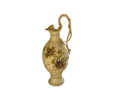 Antique 14" Royal Worcester Snake Handle Ewer Shape 137 A. Stowell Boston Blush Ivory Made in England c. 1880s-1890s