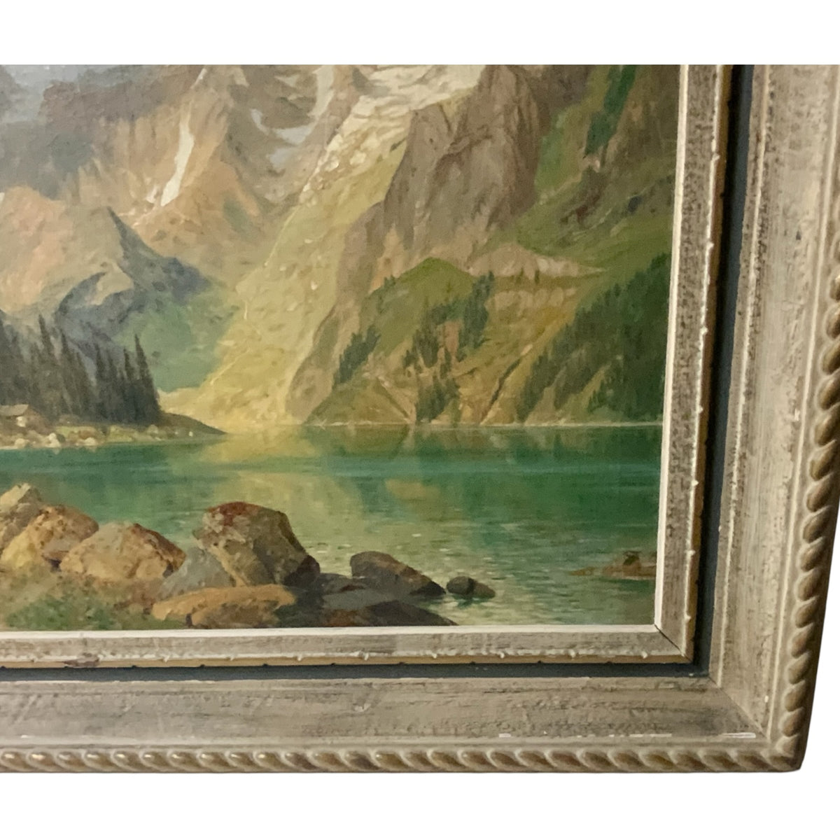 Alois Arnegger (Austrian, 1879–1963) Large Alpine Lake Oil on Canvas c. 1935–1950s
