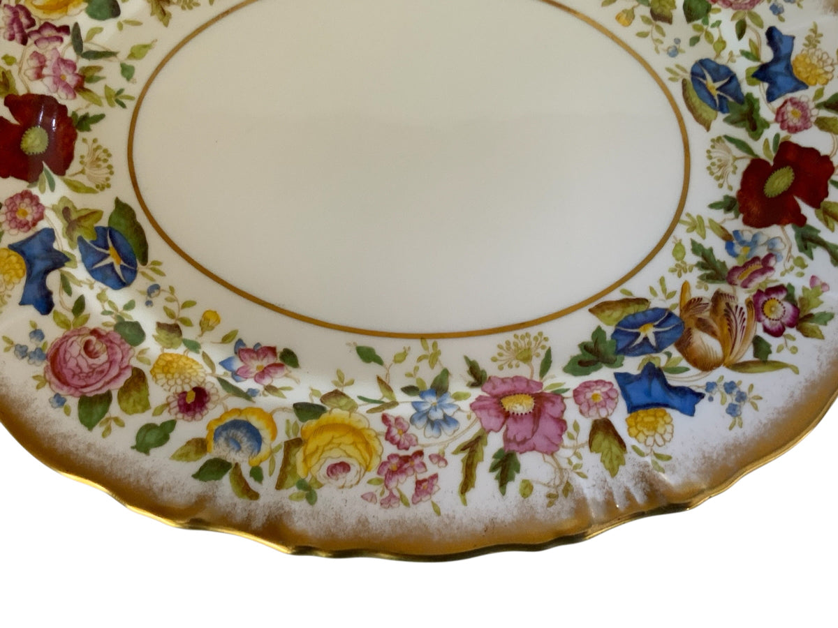 Vintage Hammersley "Queen Anne" Bone China 13.5" Oval Serving Platter Made in England 1940s-1950s