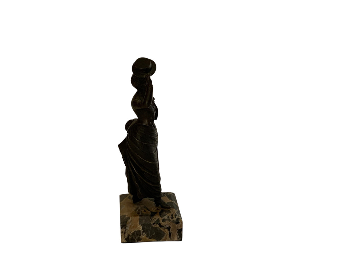 Art Deco Victorian Style Stage Girl Dancer Bronze Figurine Marble Base