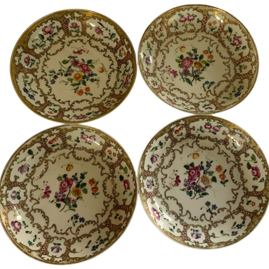 Antique Set of 4 Qianlong Famille Rose Chinese Export Porcelain Saucer Bowls Early 18th Century