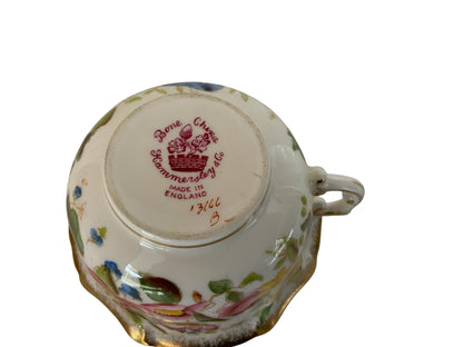 Vintage Hammersley "Queen Anne" Bone China Flat Cup & Saucer Made in England 1940s-1950s