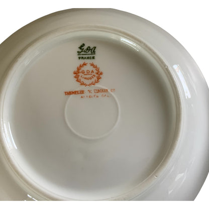 12pc Antique GDA Limoges France Fruit/Berry Bowls White w/Gold Etched Rim Parmelee-Dohrmann c.1901 - 1941