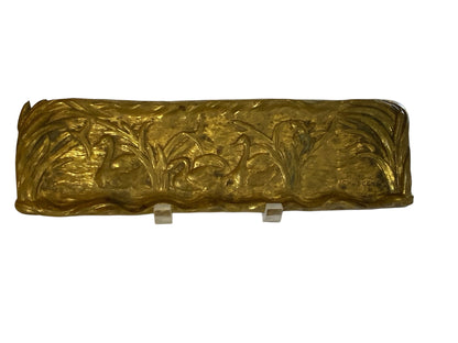 Rare Antique French Art Nouveau Signed Gilt Bronze Swan Pen Tray by G. Huygens, 12" Made in France 1895-1910