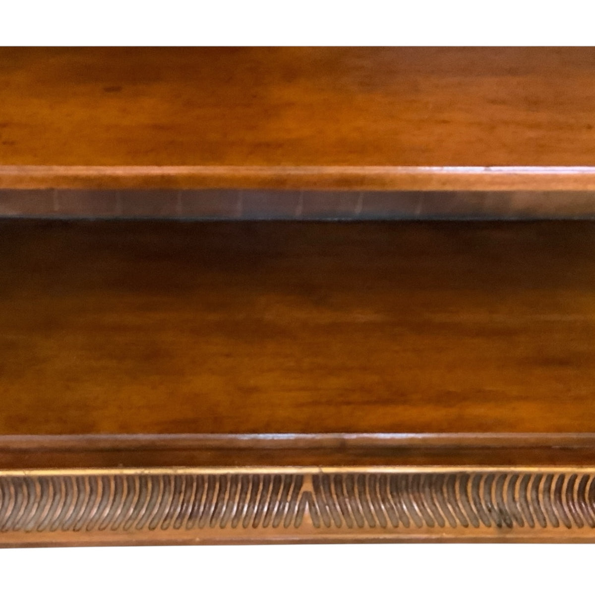 Vintage John-Richard Regency Chinese Chippendale Mahogany Open Bookcase with Fretwork & Gilt Accents USA 1990s-2000s