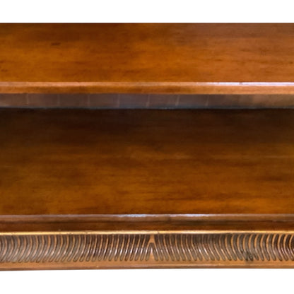 Vintage John-Richard Regency Chinese Chippendale Mahogany Open Bookcase with Fretwork & Gilt Accents USA 1990s-2000s