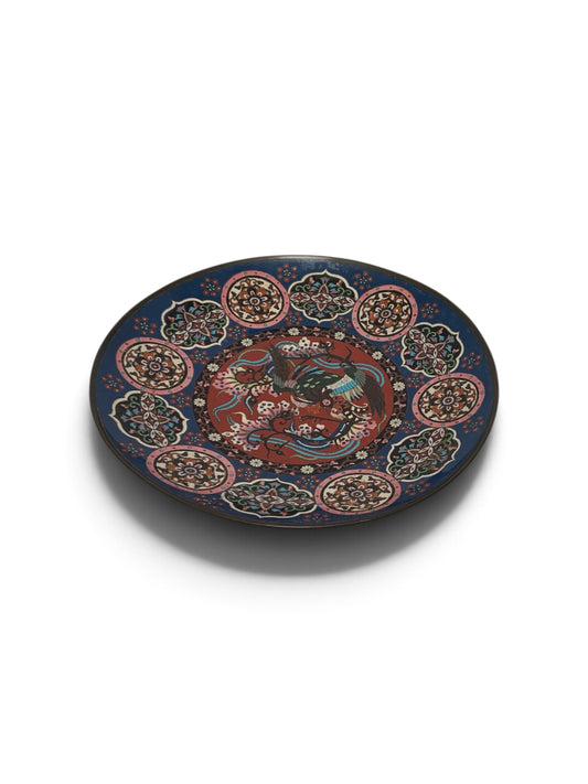 Antique Japanese Meiji Cloisonné Hō-ō Phoenix Goldstone Charger c. 1880-1900