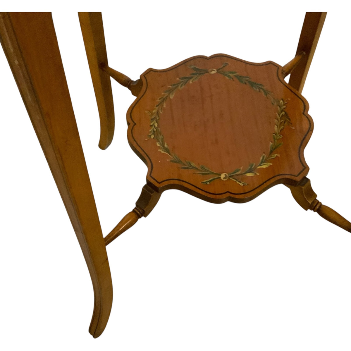 Antique Late Victorian Hand-Painted Satinwood Ladies Sewing Work Table England c. 1880–1900