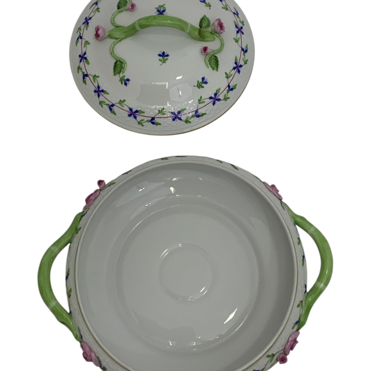 Vintage Herend Hungary Blue Garland PBG Round Covered Vegetable Dish Form 86 c. 1980s