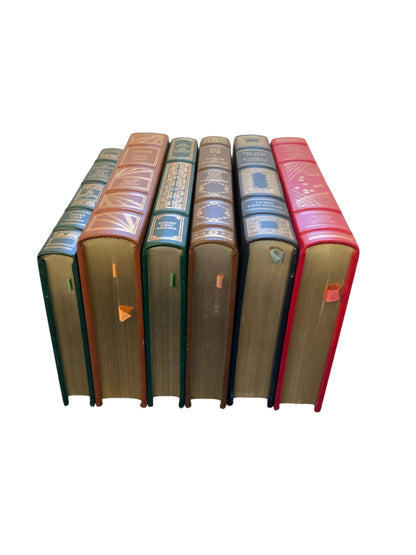 Franklin Mint Signed 1st Ed. Full Leather Bound Books Lot of 6 22K Gilt 1980s UNREAD