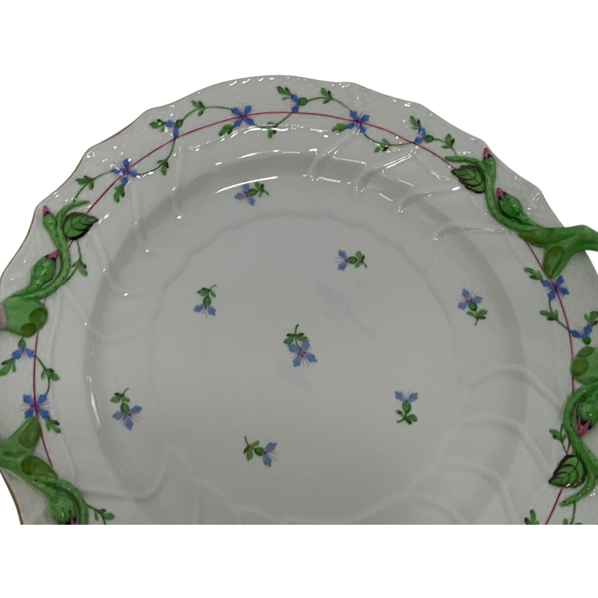 Herend Blue Garland PBG Model 1173 Handled 12-Inch Chop Plate Round Serving Platter Hungary c. 1960-1980 Discontinued