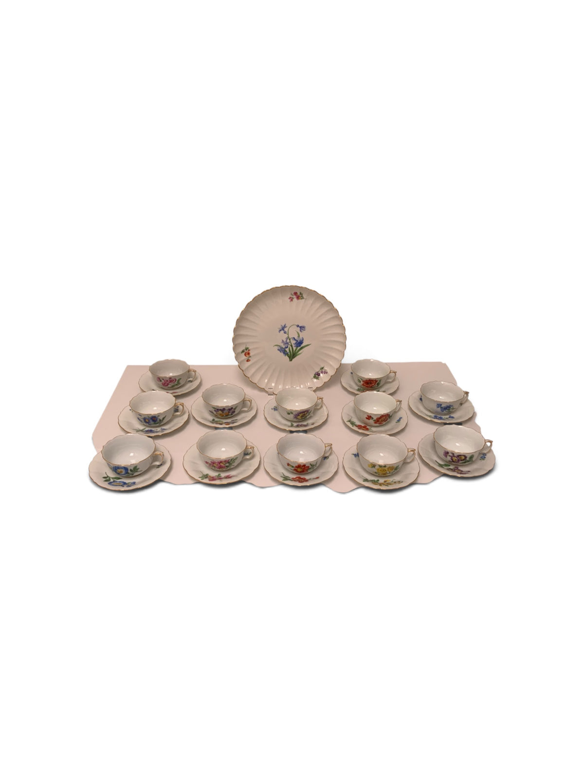 Vintage Rare Meissen Pfeiffer Period 25-Piece Multi-Floral Botanical Coffee & Dessert Service First Quality c1924-1934