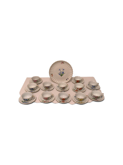 Vintage Rare Meissen Pfeiffer Period 25-Piece Multi-Floral Botanical Coffee & Dessert Service First Quality c1924-1934
