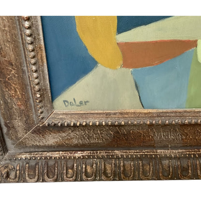 Mid-Century Modern Cubist Abstract Still Life Painting on Canvas Signed “Daler” USA c. 1945–1965