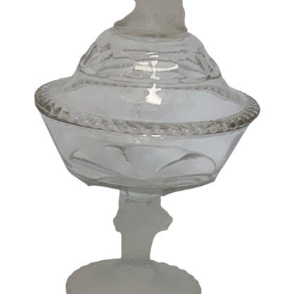 Antique Gillinder & Sons Frosted Lion Pattern Covered Glass Compote 11" America c. 1876–1900