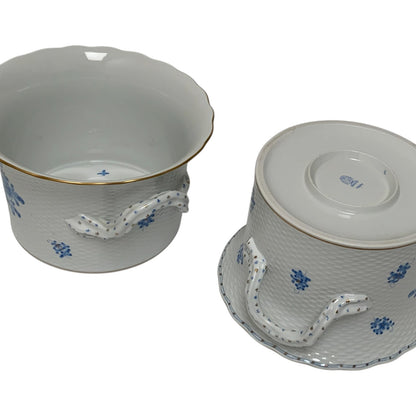 Pair of Large Herend Hungary Waldstein Blue #7239 Porcelain Cachepots 1948-1980s