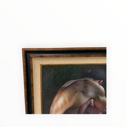 Wade Reynolds (1929-2011) Kneeling Male Nude Oil on Canvas USA 1976