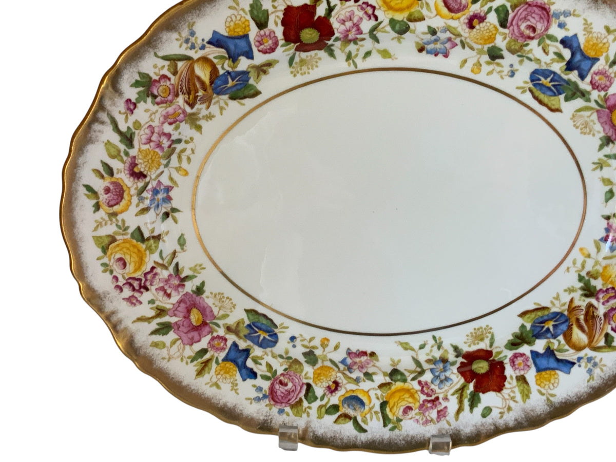 Vintage Hammersley "Queen Anne" Bone China 16" Oval Serving Platter Made in England 1940s-1950s