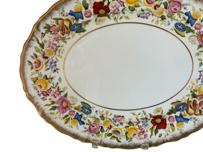 Vintage Hammersley "Queen Anne" Bone China 16" Oval Serving Platter Made in England 1940s-1950s