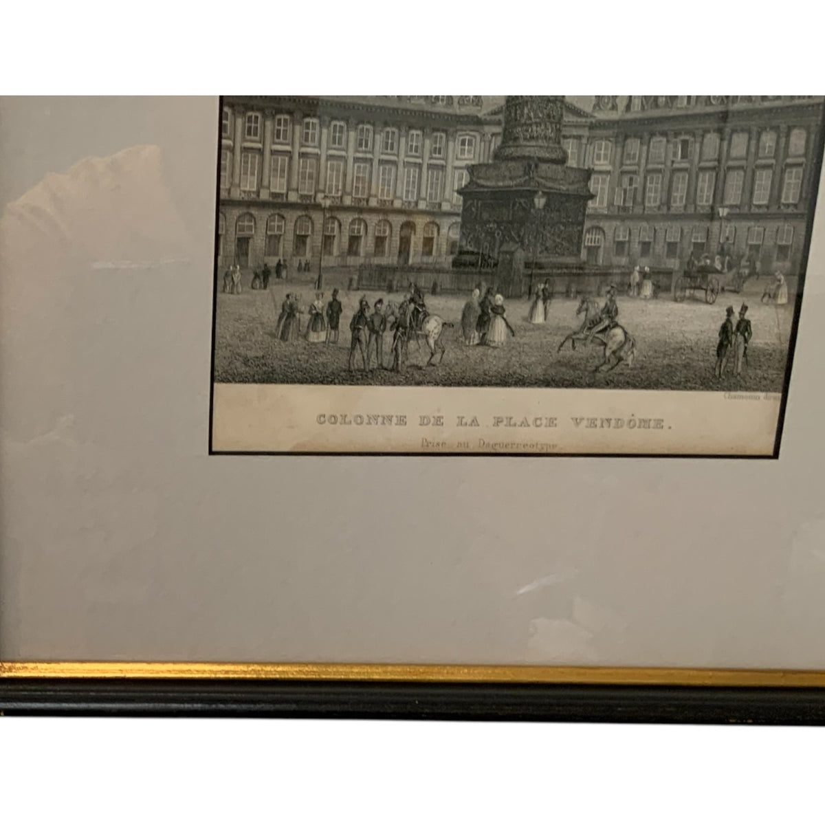 Antique 1840s Chamouin Paris Engraving Place Vendome Daguerreotype Provenance Custom Framed by J. Pocker & Son, NYC
