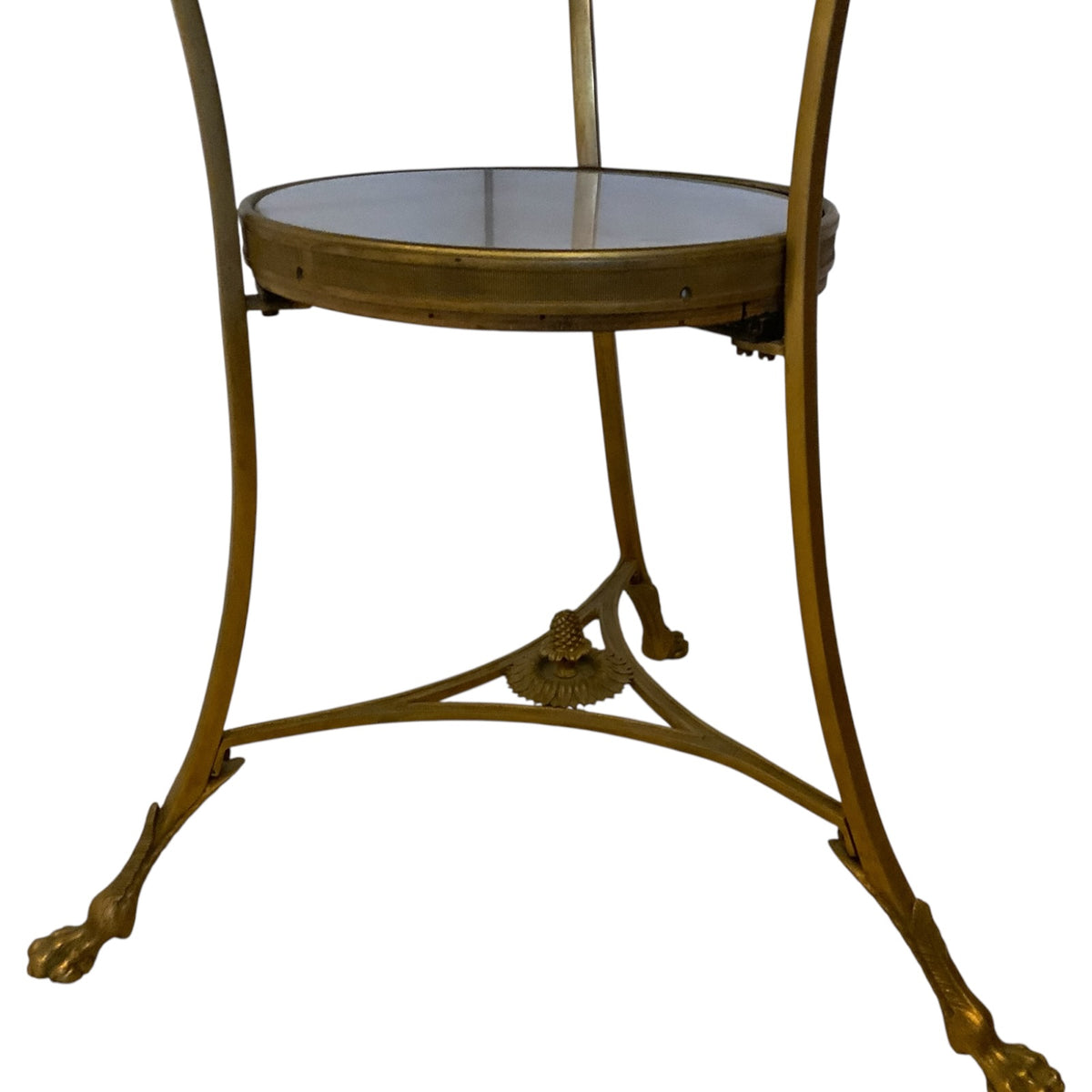 Vintage Hollywood Regency French Style Gilt Bronze & White Marble Gueridon Table Manner of Maison Jansen 26” Round 1960s-1980s