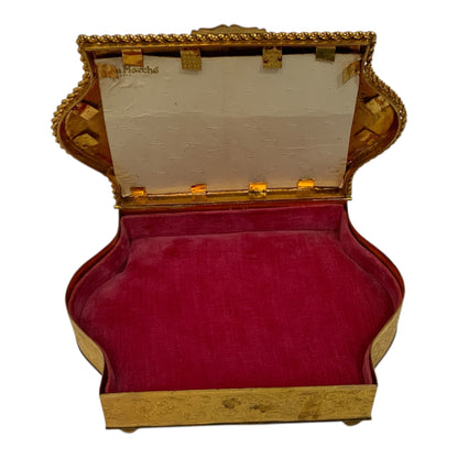 Antique French Gilt Metal Rococo Revival Jewelry Casket with Portrait Miniature France c. 1890–1920