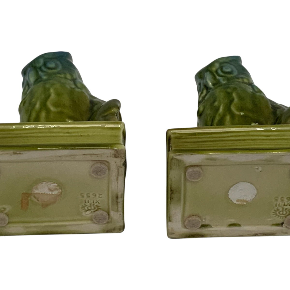 Antique Rookwood Pottery #2655 Owl Bookends Blue-Green High Glaze Made in USA 1927