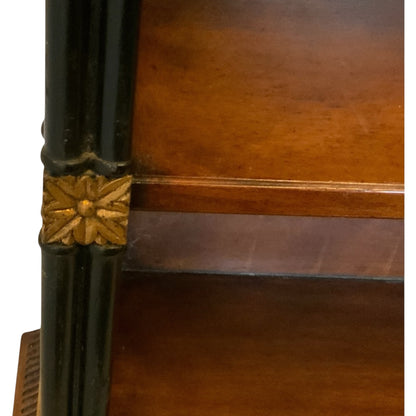 Vintage John-Richard Regency Chinese Chippendale Mahogany Open Bookcase with Fretwork & Gilt Accents USA 1990s-2000s
