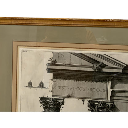 Giovanni Battista Piranesi "Le Antichità Romane Vol. IV Pl. XLII" Engraving 1756-1757 Provenance Custom Framed by J. Pocker & Son, NYC