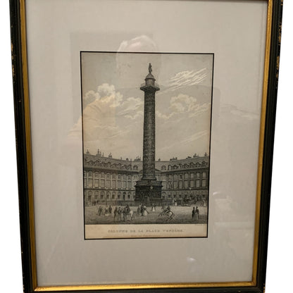 Antique 1840s Chamouin Paris Engraving Place Vendome Daguerreotype Provenance Custom Framed by J. Pocker & Son, NYC