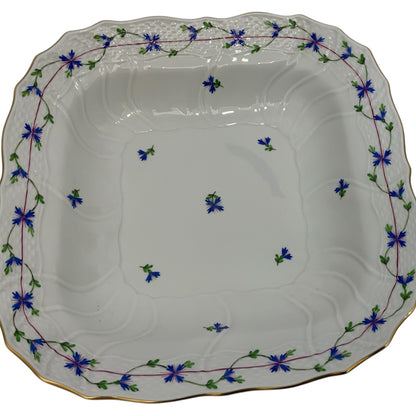 Vintage Herend Blue Garland PBG Large Square Fruit Serving Bowl Model 1181 Hungary c. 1980s
