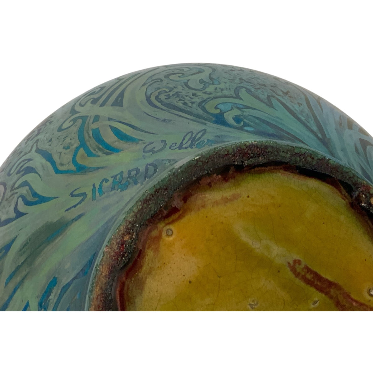 Antique Weller Sicard Sicardo Art Nouveau Iridescent Floral Jardiniere American c. 1902-1907