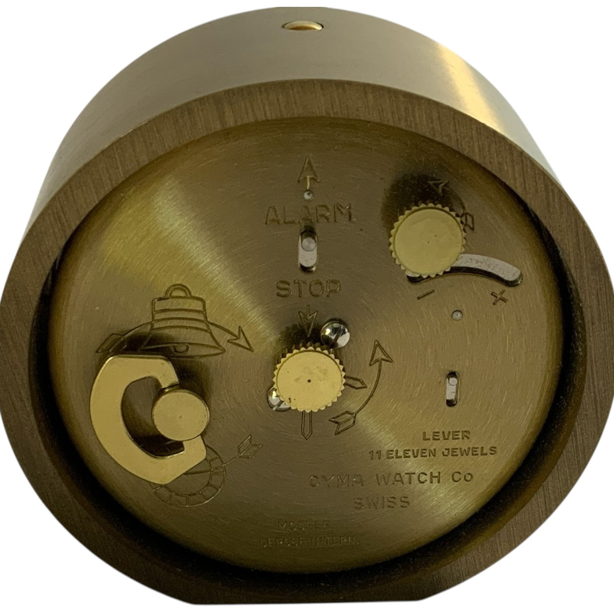 Rare Vintage CYMA 11-Jewel Swiss Mechanical Travel Alarm Clock Georg Jensen Inc. MCM w/Case 1950s-1960s